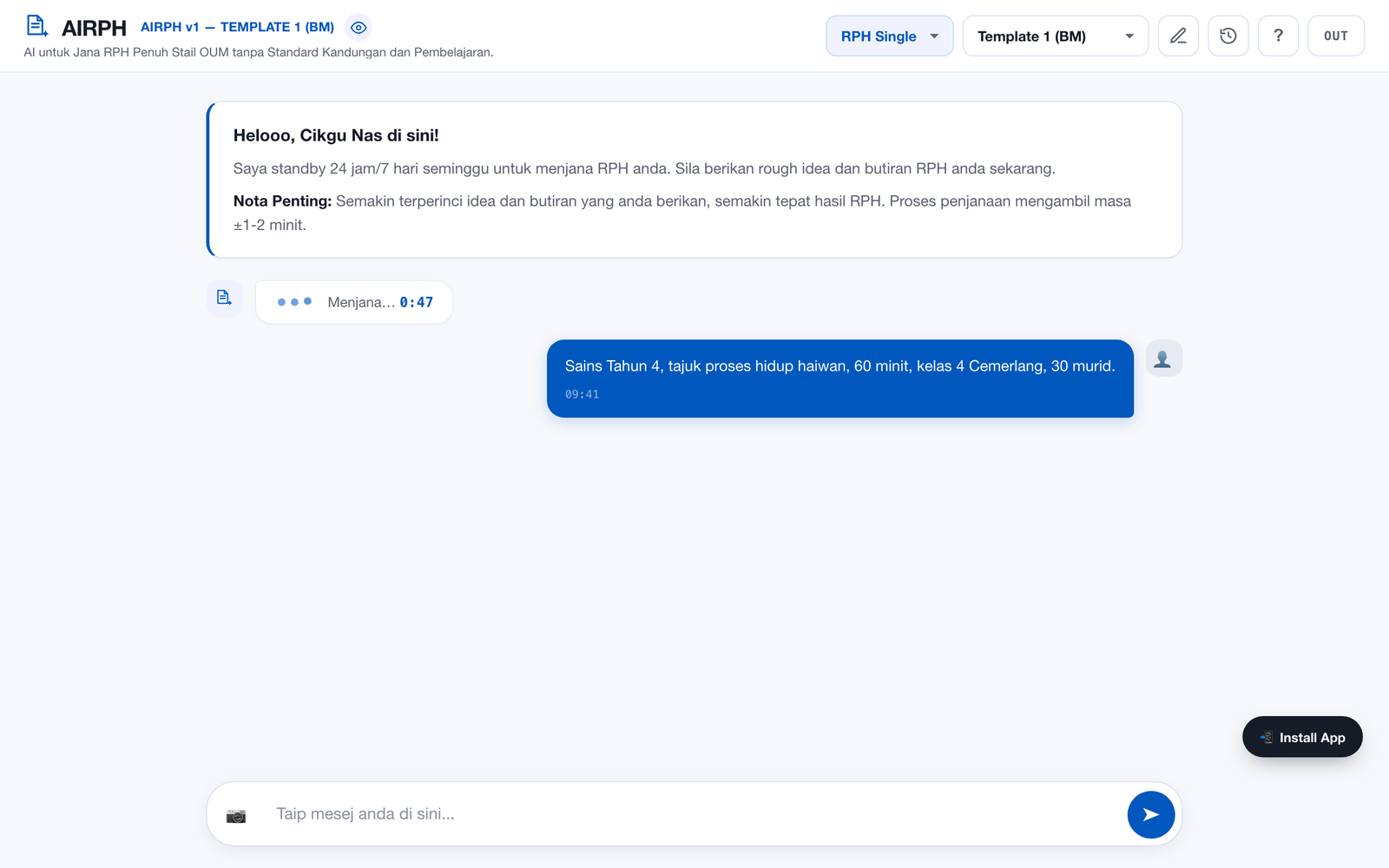 Ruang chat AIRPH